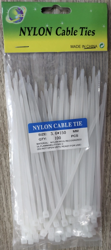 Nylon cable ties: 3.6*150mm, actual width: 3.6mm, 100 pieces, with hanging clips Nylon cable ties: 3.6*150mm, actual width: 3.6mm, 100 pieces, with hanging clips